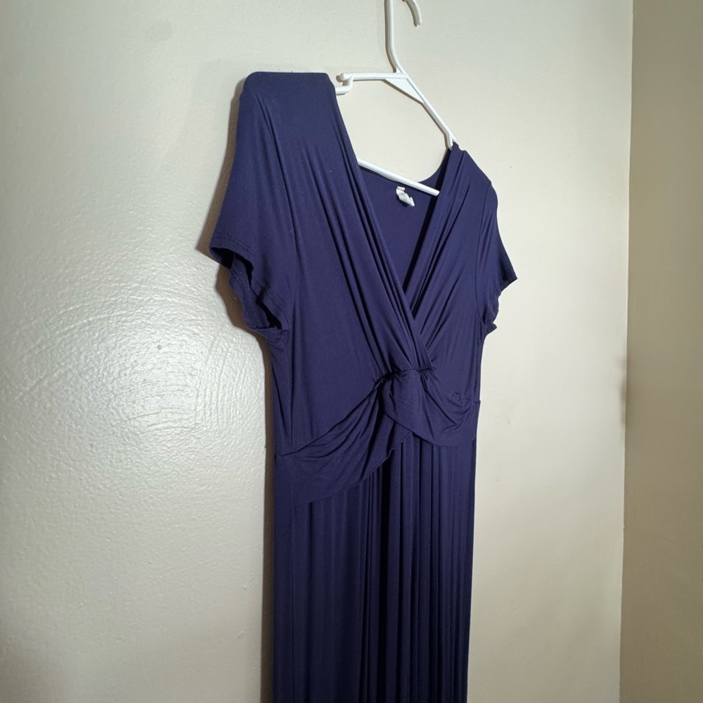 Pinkblush Maternity Navt Blue Maxi Gown with Flutter Sleeves and V-Neck